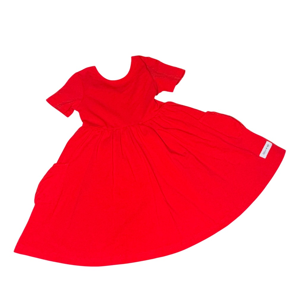 Merce and Me Girls Sz‎ 4 Red Short Sleeve Dancer Skater Dress Pockets Patriotic